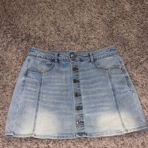 American Eagle Outfitters Light Blue Denim Button-Front Mini Skirt